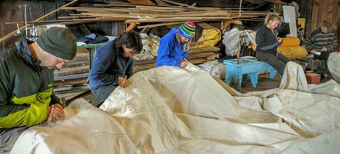 Sewing 25 grommets into the luff of the new outer jib (1)